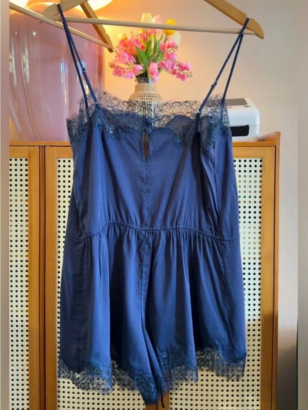 Reformation Elodie Romper In Navy, New Without Tags, Never Worn, No Flaws. - Picture 6 of 6